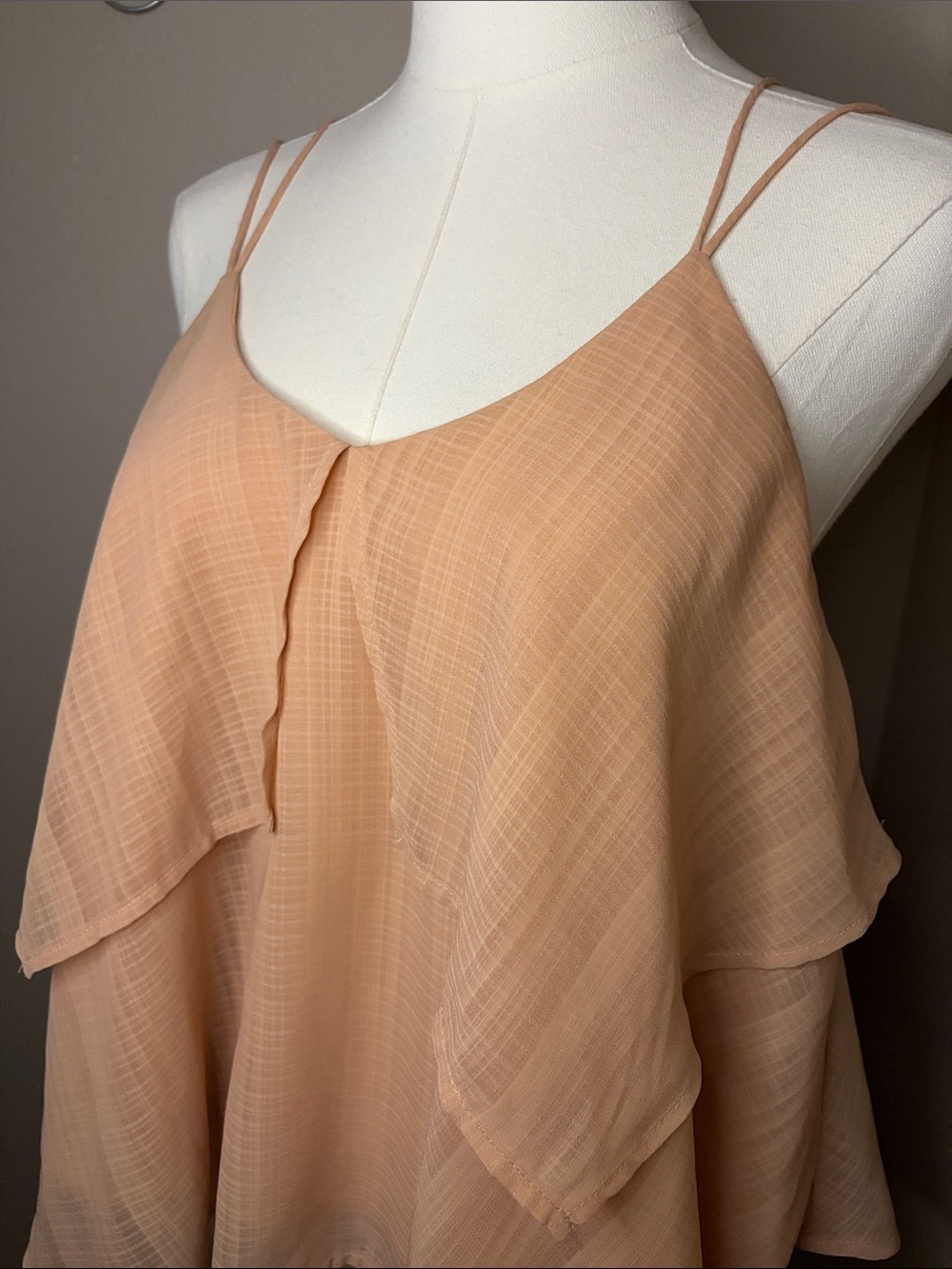 J.O.A. Los Angeles Blush Cold Shoulder Layered Chiffon Top | Small
